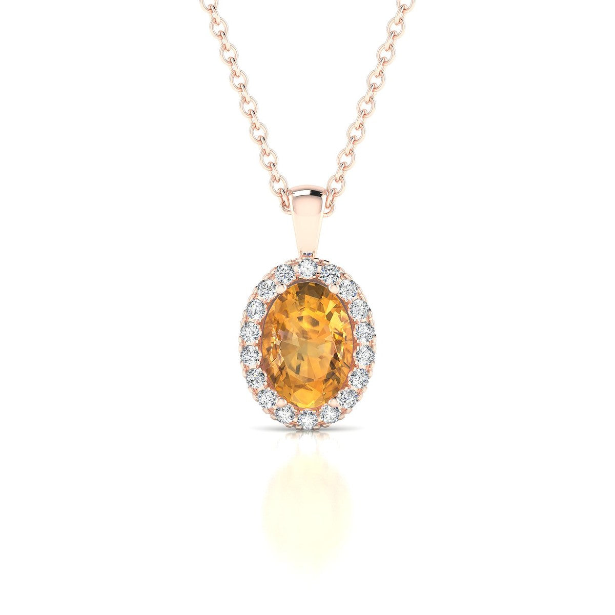 Solar | 18k Rose Gold 7 x 5 mm Oval Citrine Pendant