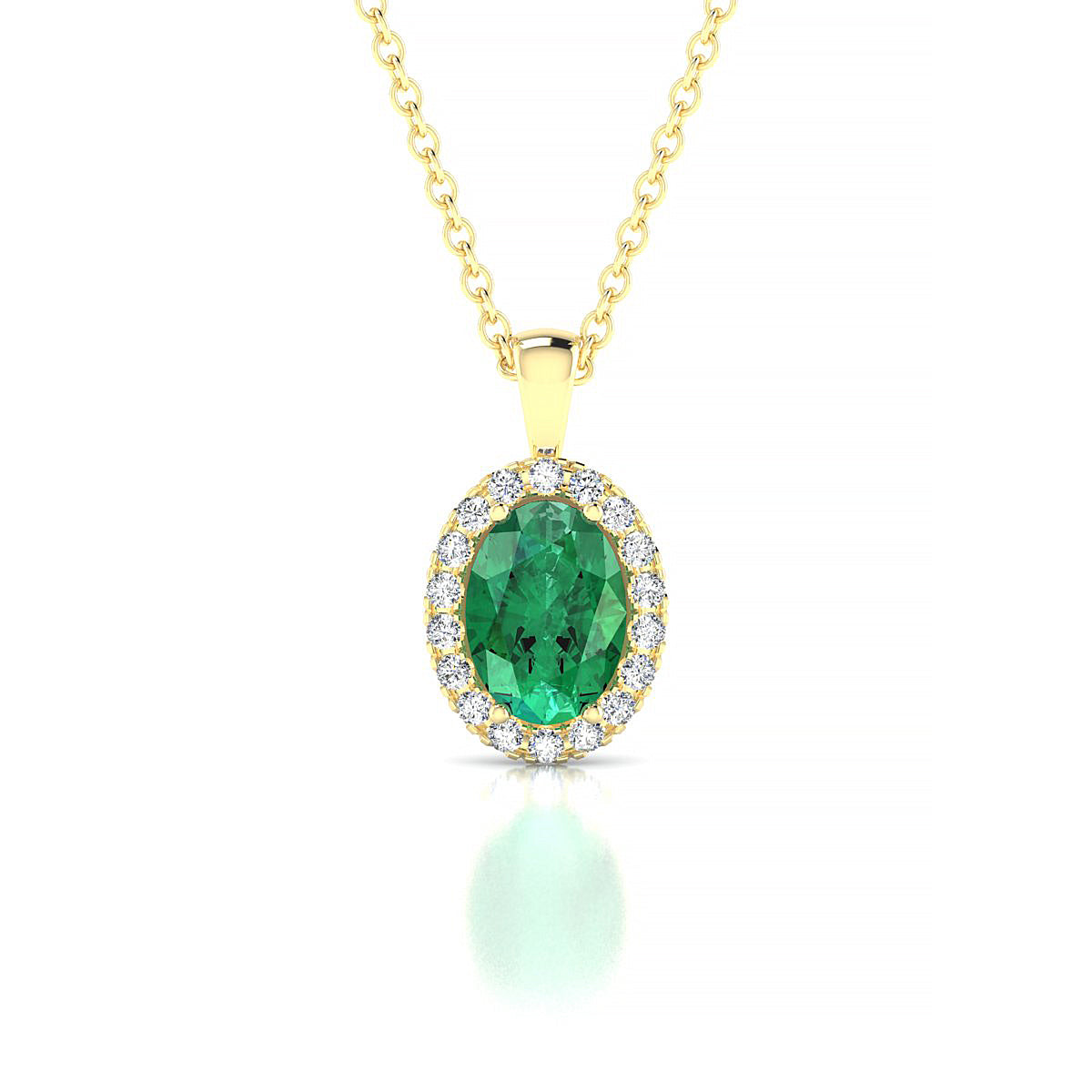 Solar | 18k Yellow Gold 7 x 5 mm Oval Emerald Pendant