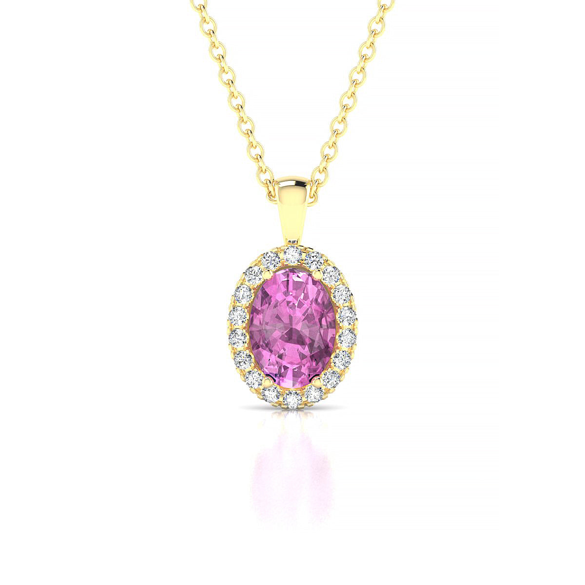 Solar | 18k Yellow Gold 7 x 5 mm Oval Pink Sapphire Pendant