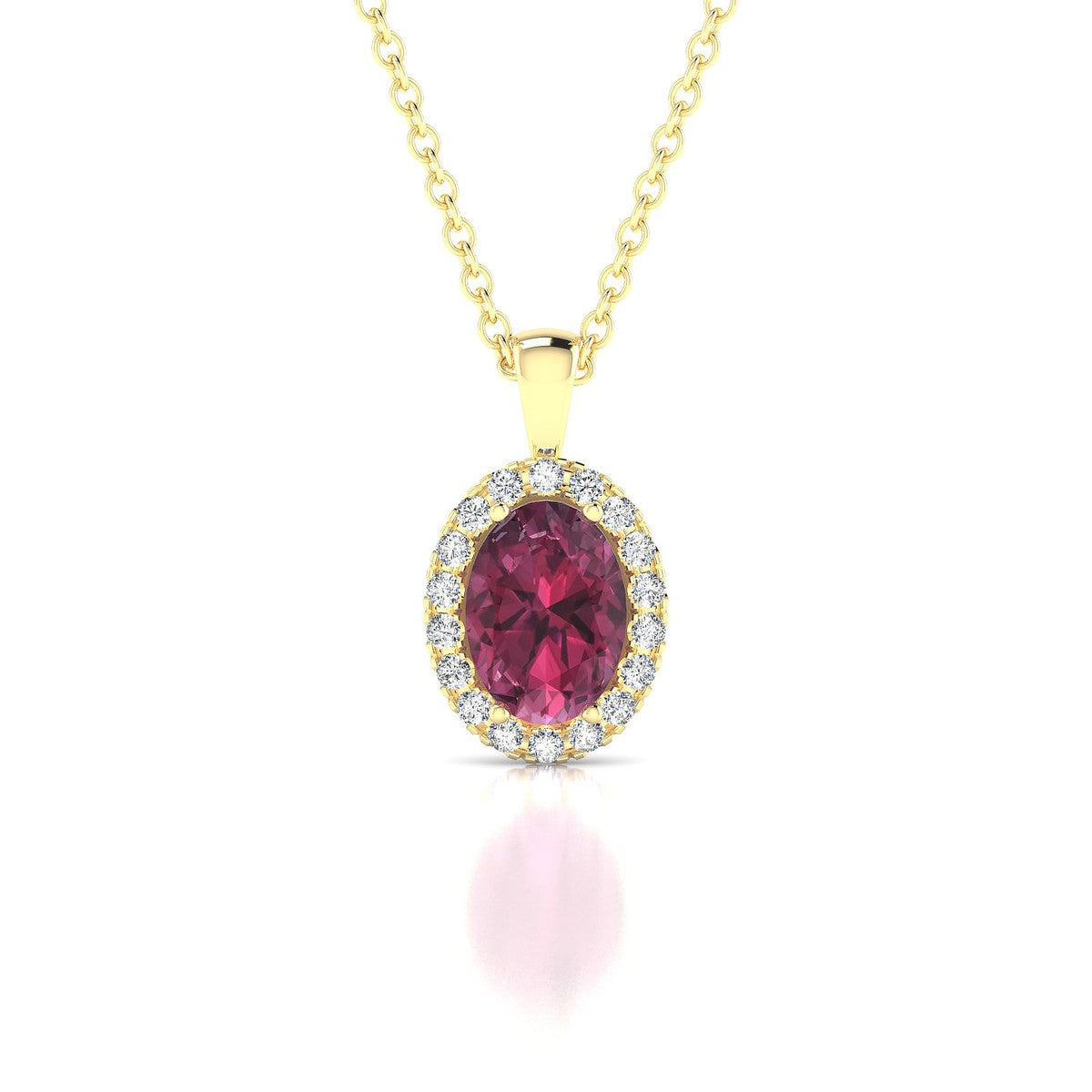 Solar | 18k Yellow Gold 7 x 5 mm Oval Rhodolite Pendant