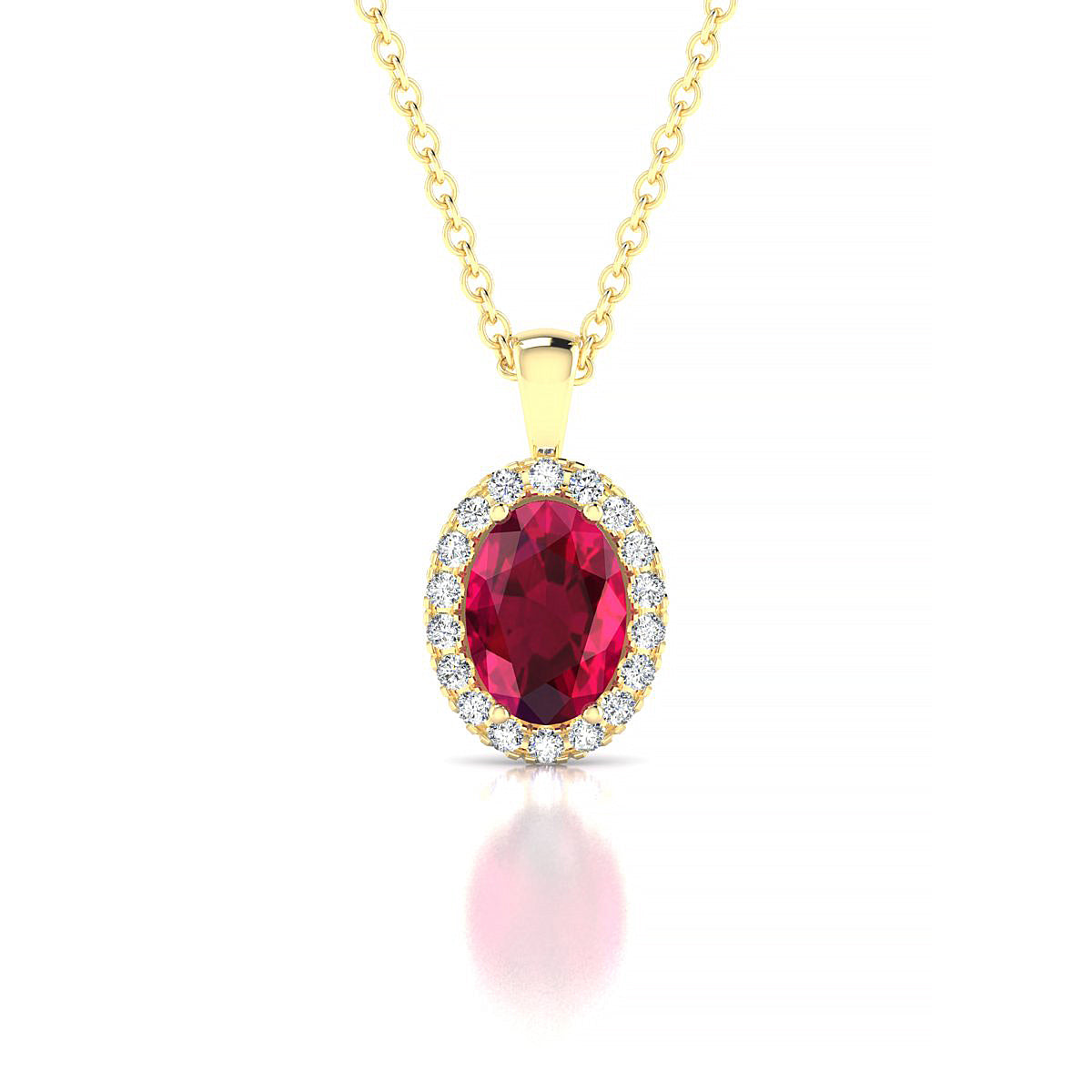 Solar | 18k Yellow Gold 7 x 5 mm Oval Ruby Pendant
