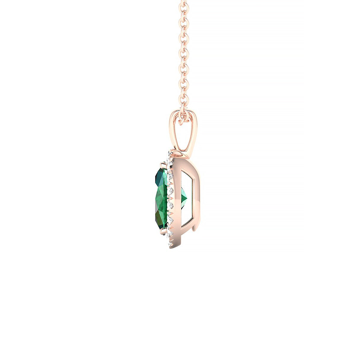 Solar | 18k Rose Gold 7 x 5 mm Oval Emerald Pendant