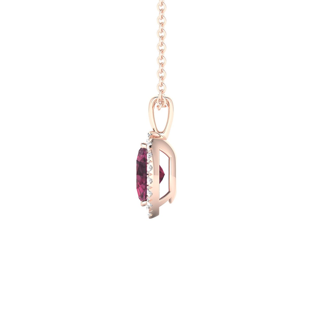 Solar | 18k Rose Gold 7 x 5 mm Oval Rhodolite Pendant