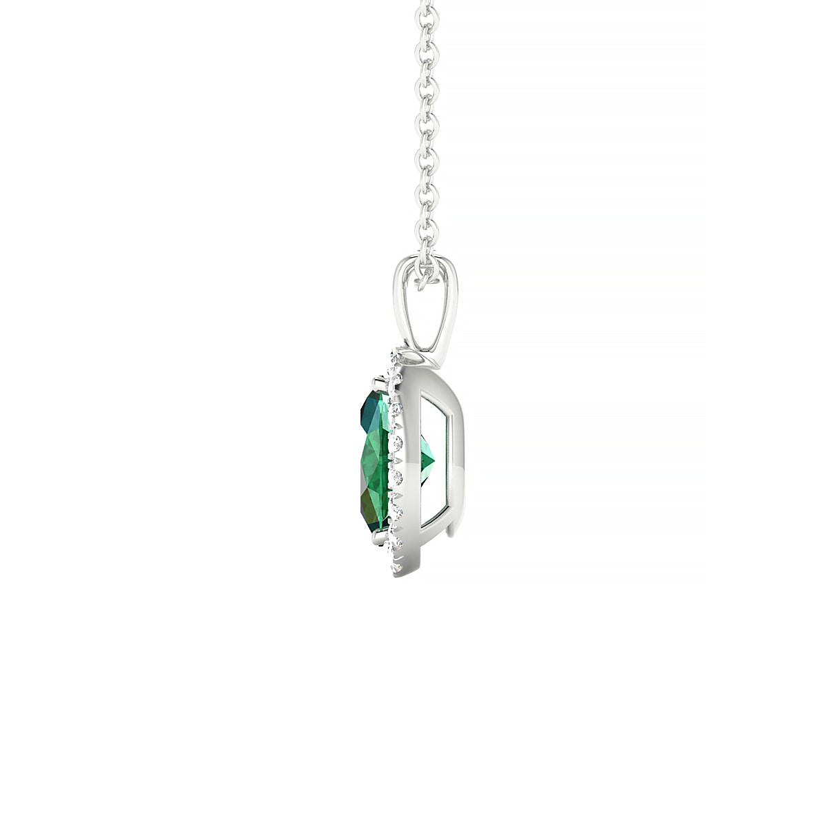 Solar | 18k White Gold 7 x 5 mm Oval Emerald Pendant