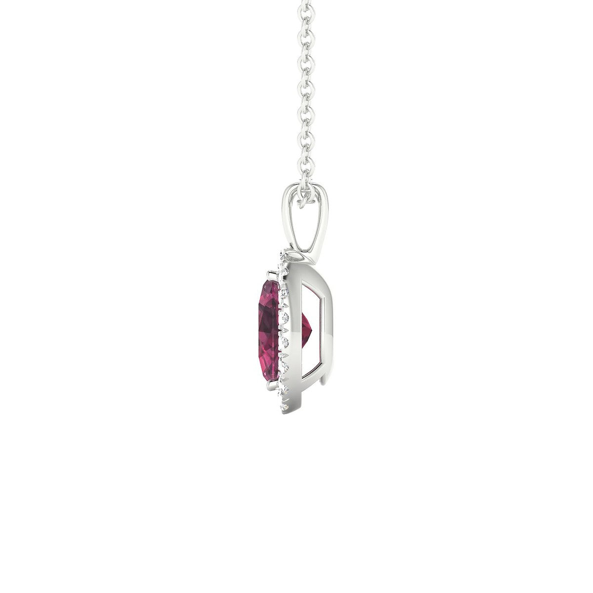 Solar | 18k White Gold 7 x 5 mm Oval Rhodolite Pendant