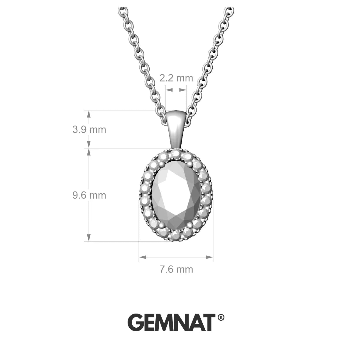 Solar | 18k White Gold 7 x 5 mm Oval Rhodolite Pendant