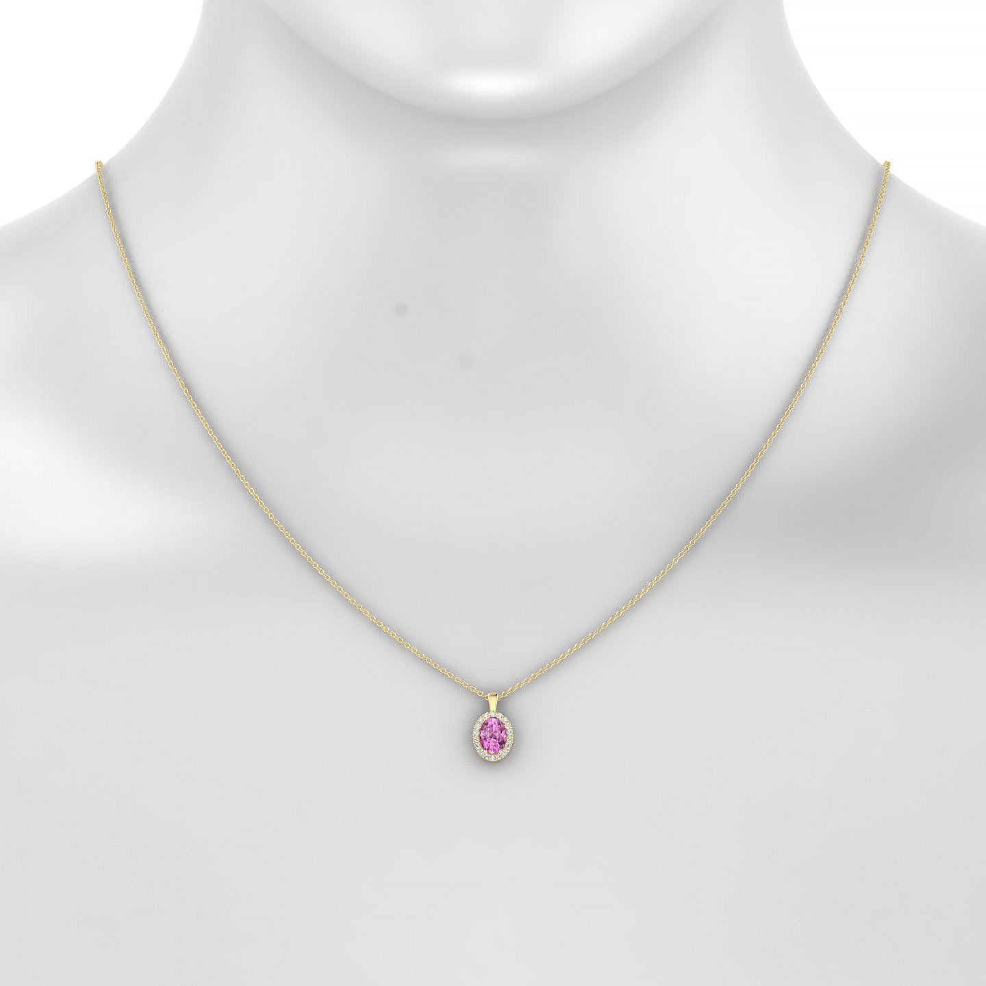 Solar | 18k Yellow Gold 7 x 5 mm Oval Pink Sapphire Pendant