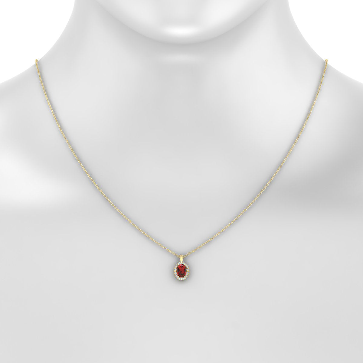 Solar | 18k Yellow Gold 7 x 5 mm Oval Garnet Pendant