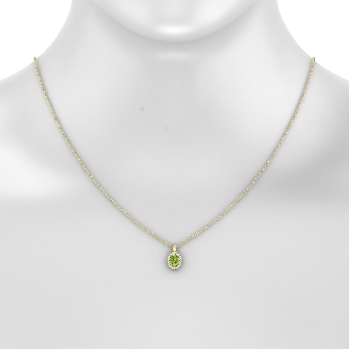 Solar | 18k Yellow Gold 7 x 5 mm Oval Peridot Pendant
