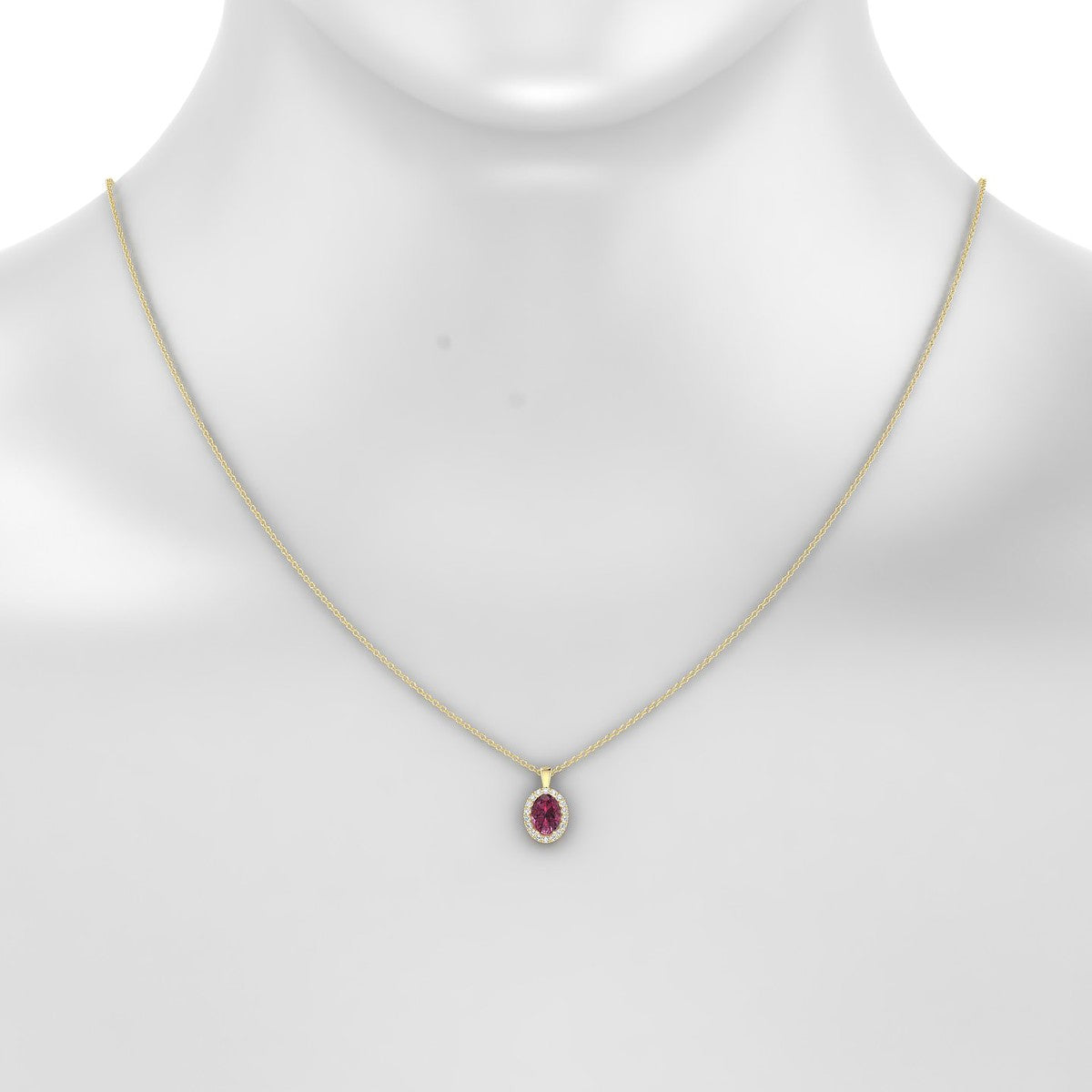 Solar | 18k Yellow Gold 7 x 5 mm Oval Rhodolite Pendant