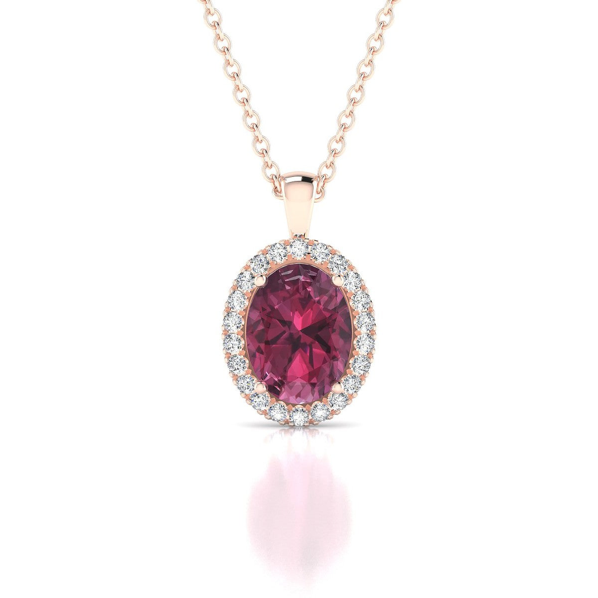 Solar | 18k Rose Gold 8 x 6 mm Oval Rhodolite Pendant