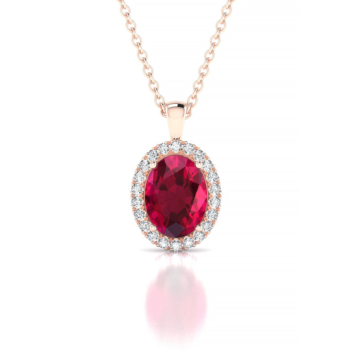 Solar | 18k Rose Gold 8 x 6 mm Oval Ruby Pendant