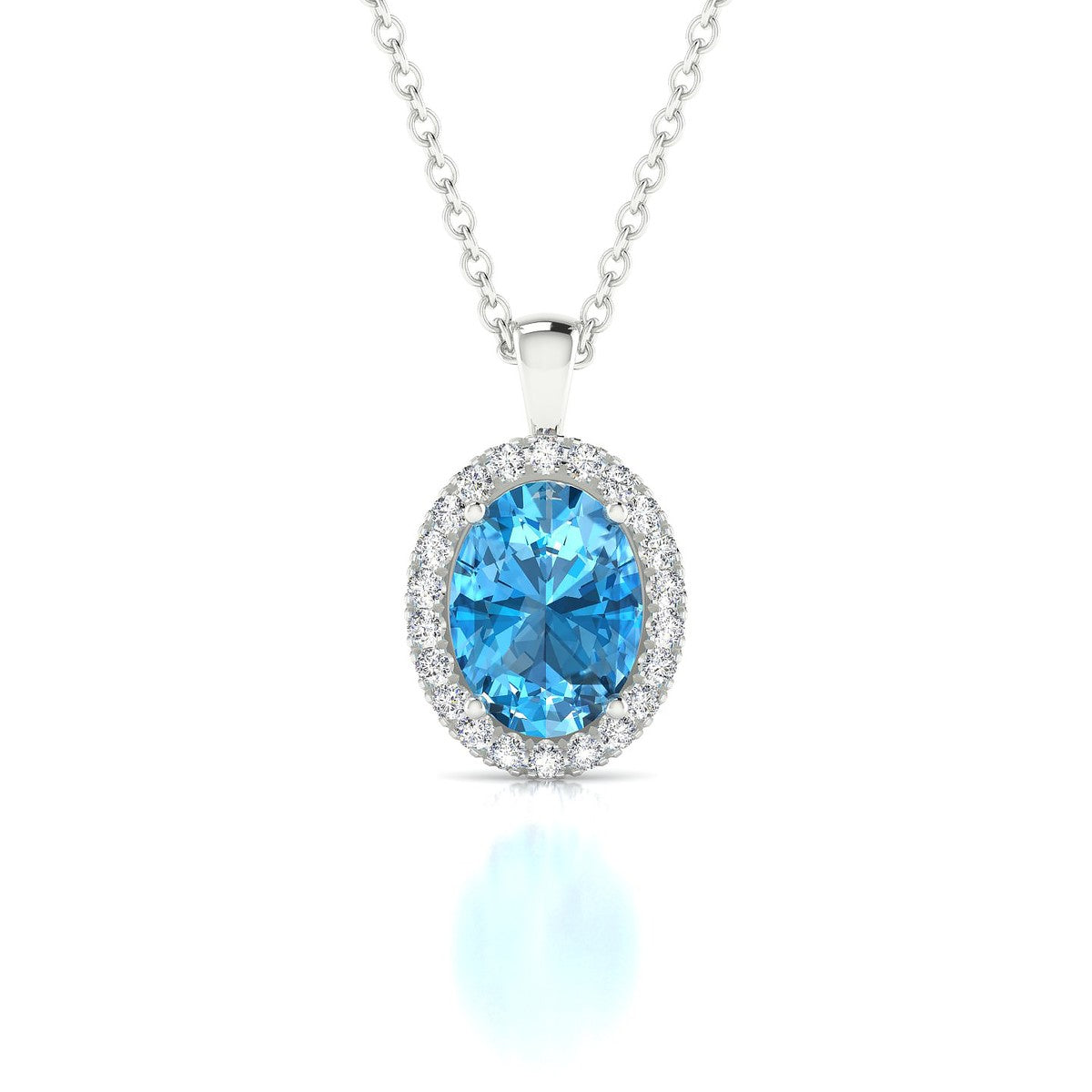 Solar | 18k White Gold 8 x 6 mm Oval Topaz Pendant