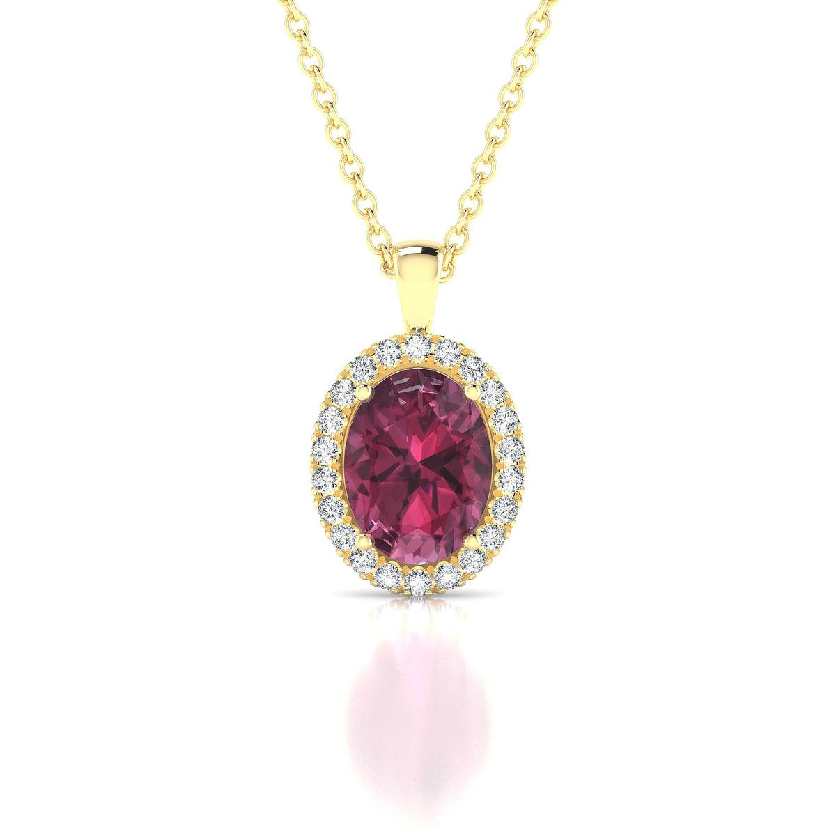 Solar | 18k Yellow Gold 8 x 6 mm Oval Rhodolite Pendant