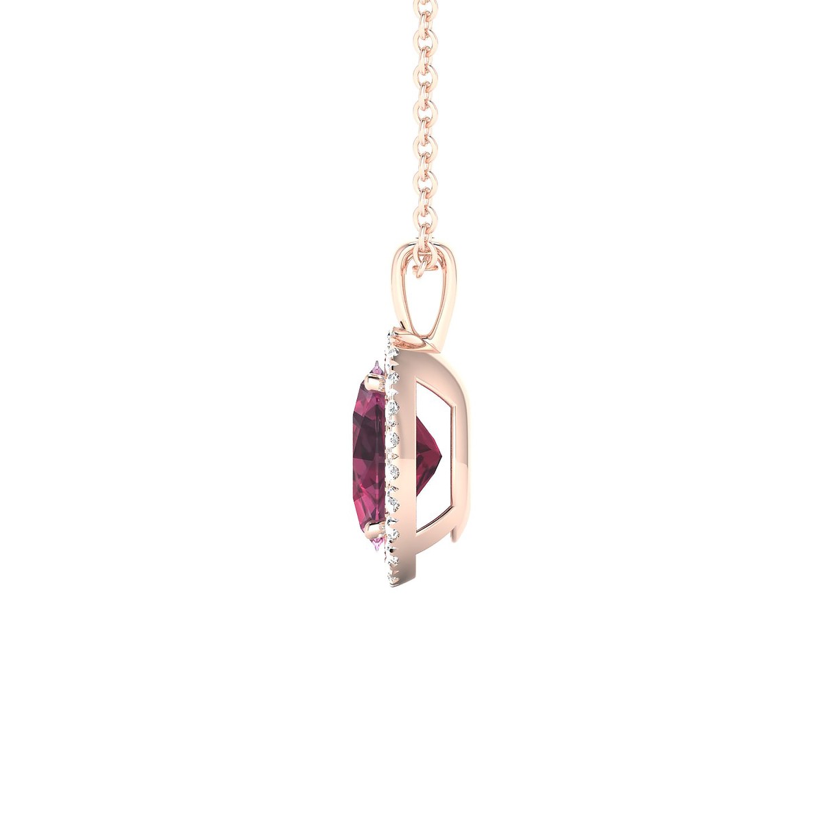 Solar | 18k Rose Gold 8 x 6 mm Oval Rhodolite Pendant