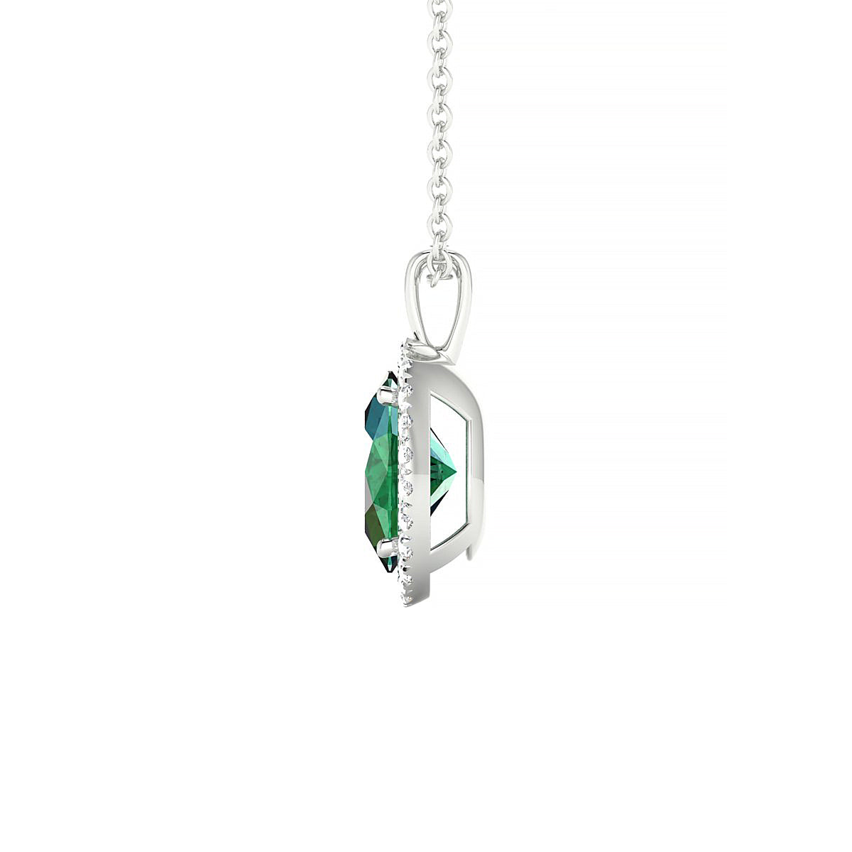 Solar | 18k White Gold 8 x 6 mm Oval Emerald Pendant