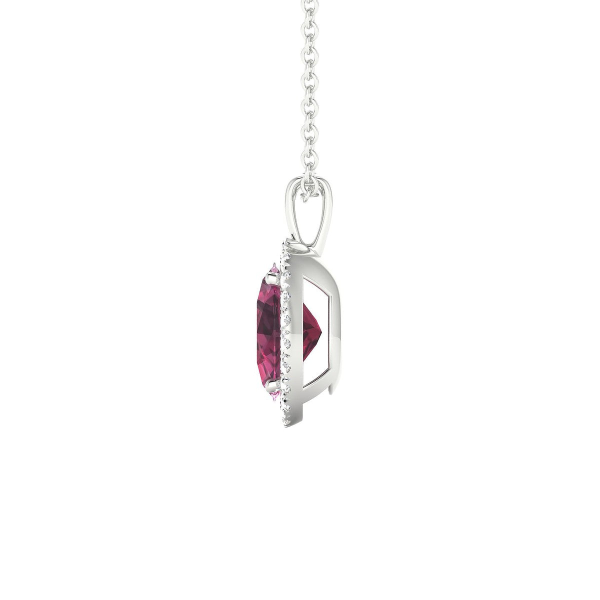 Solar | 18k White Gold 8 x 6 mm Oval Rhodolite Pendant