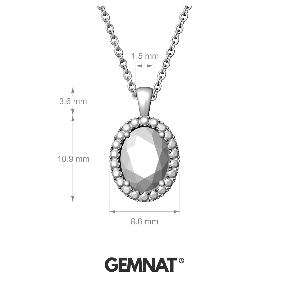 Solar | 18k White Gold 8 x 6 mm Oval Ruby Pendant