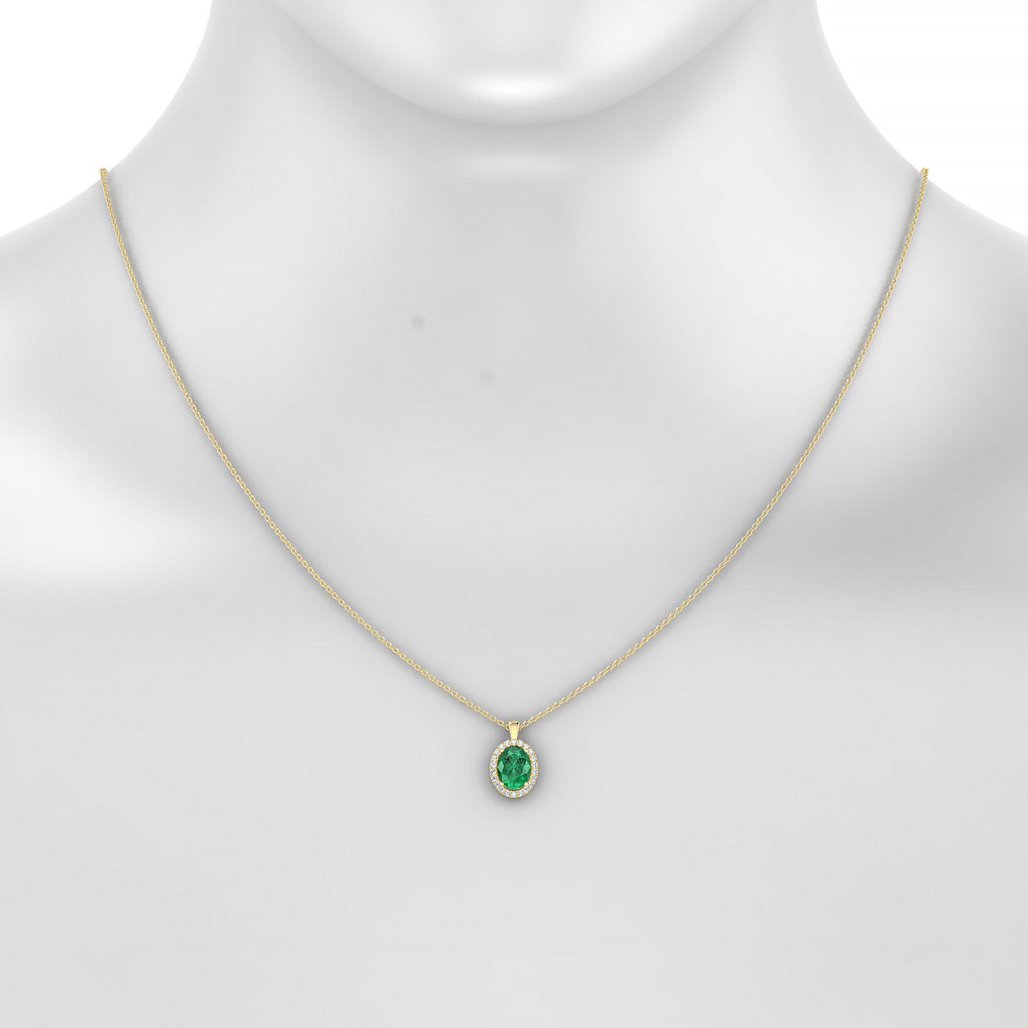 Solar | 18k Yellow Gold 8 x 6 mm Oval Emerald Pendant