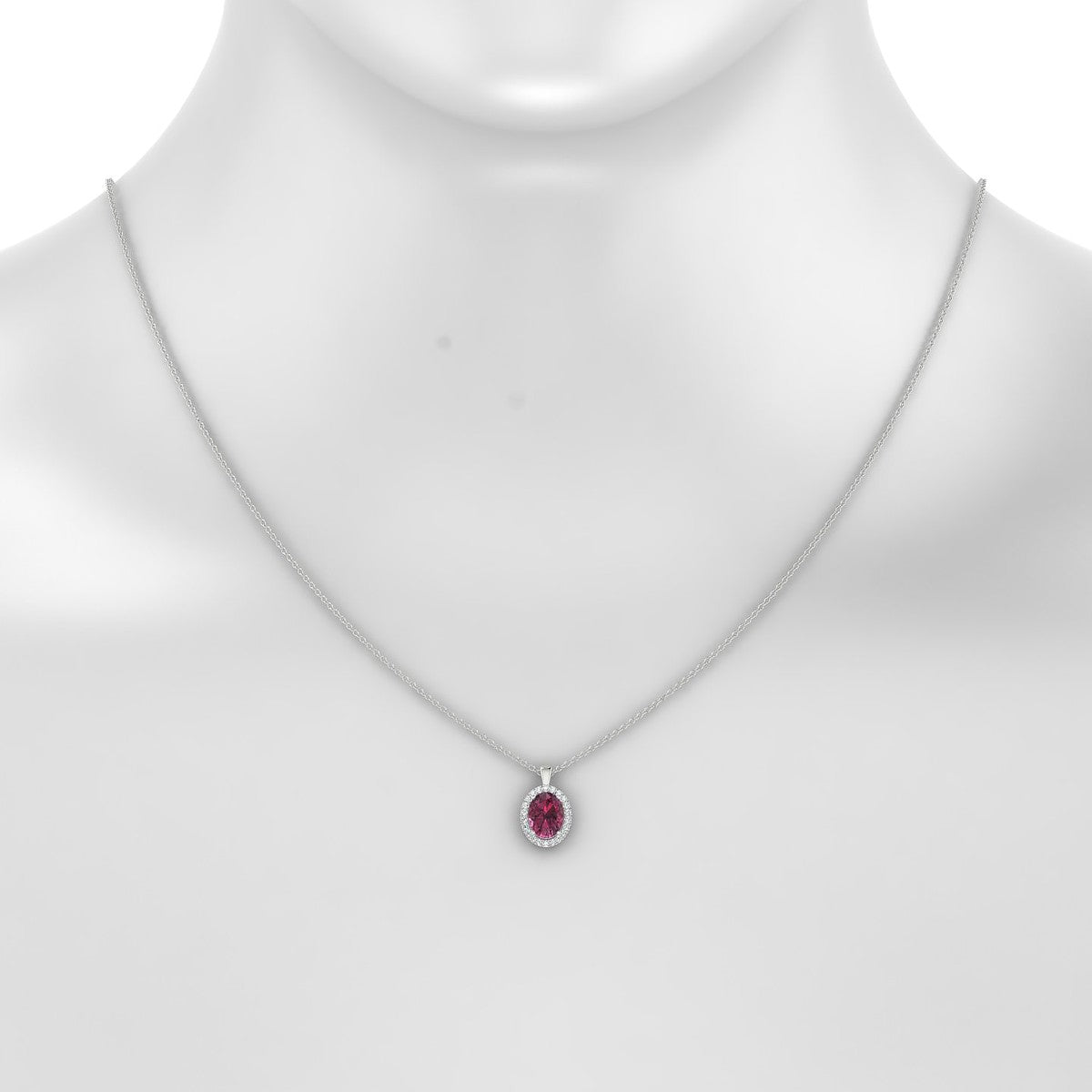 Solar | 18k White Gold 8 x 6 mm Oval Rhodolite Pendant