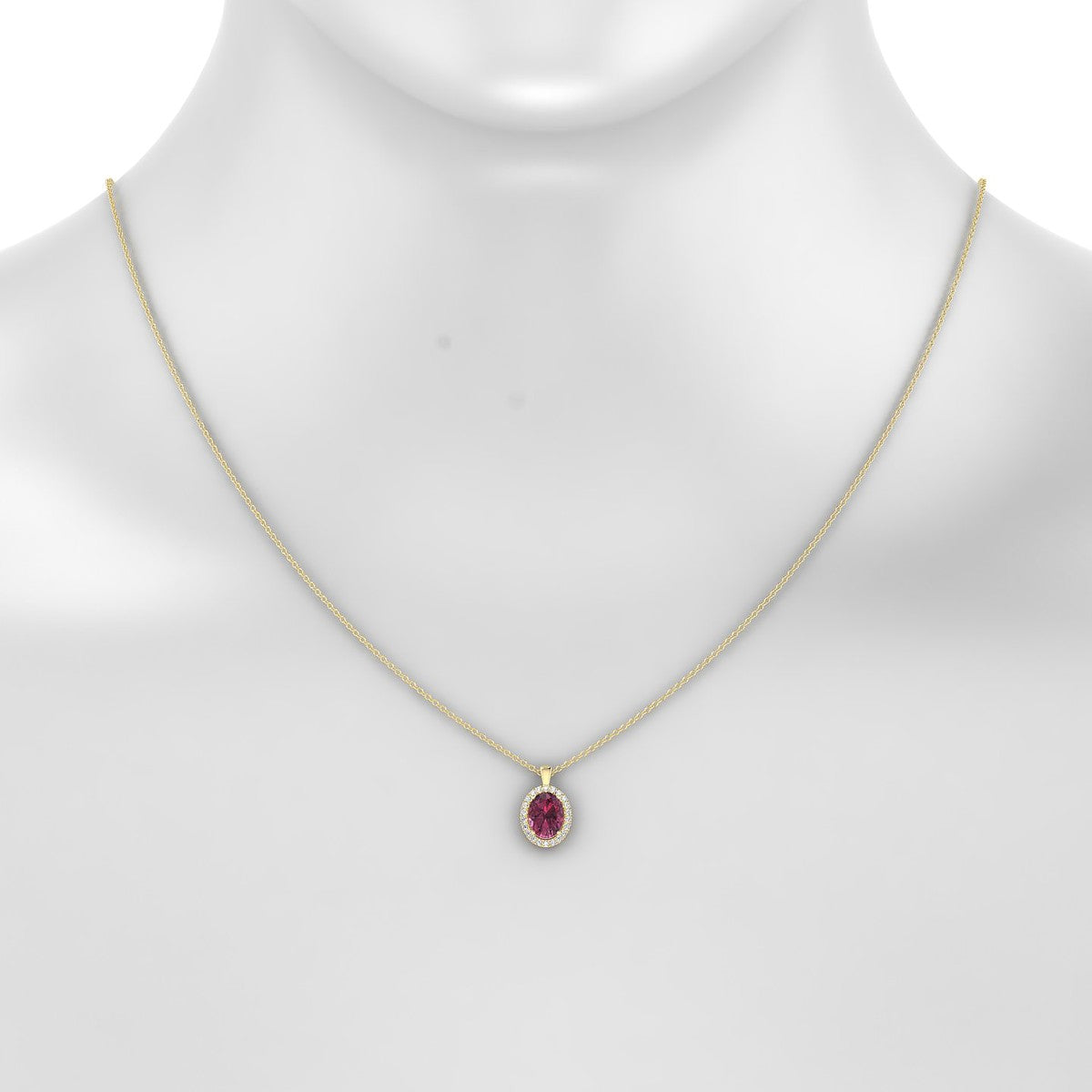 Solar | 18k Yellow Gold 8 x 6 mm Oval Rhodolite Pendant