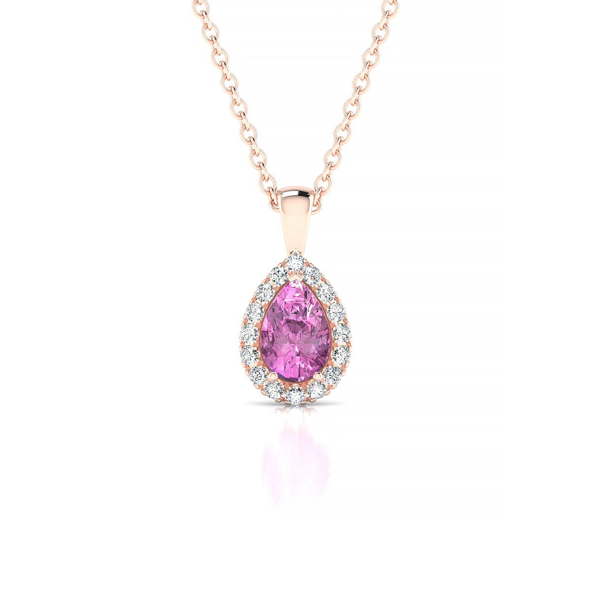 Solar | 18k Rose Gold 6 x 4 mm Pear Pink Sapphire Pendant