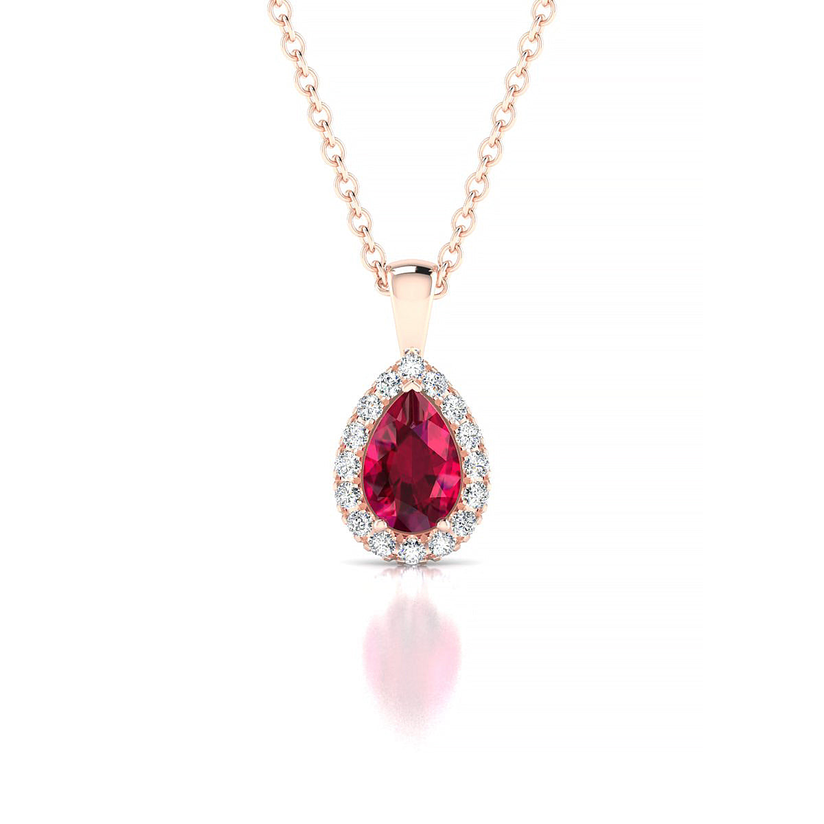 Solar | 18k Rose Gold 6 x 4 mm Pear Ruby Pendant