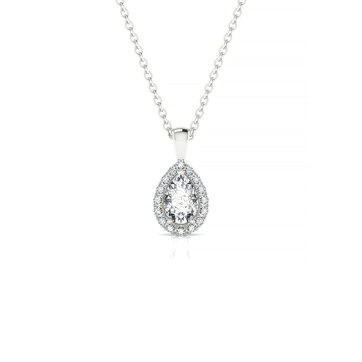 Solar | 18k White Gold 6 x 4 mm Pear Diamond Pendant