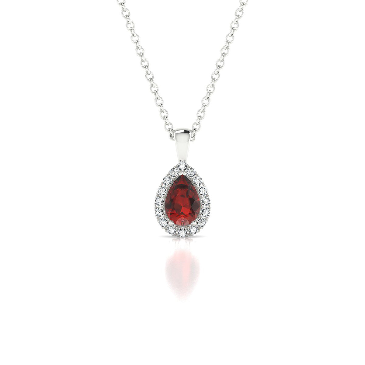 Solar | 18k White Gold 6 x 4 mm Pear Garnet Pendant
