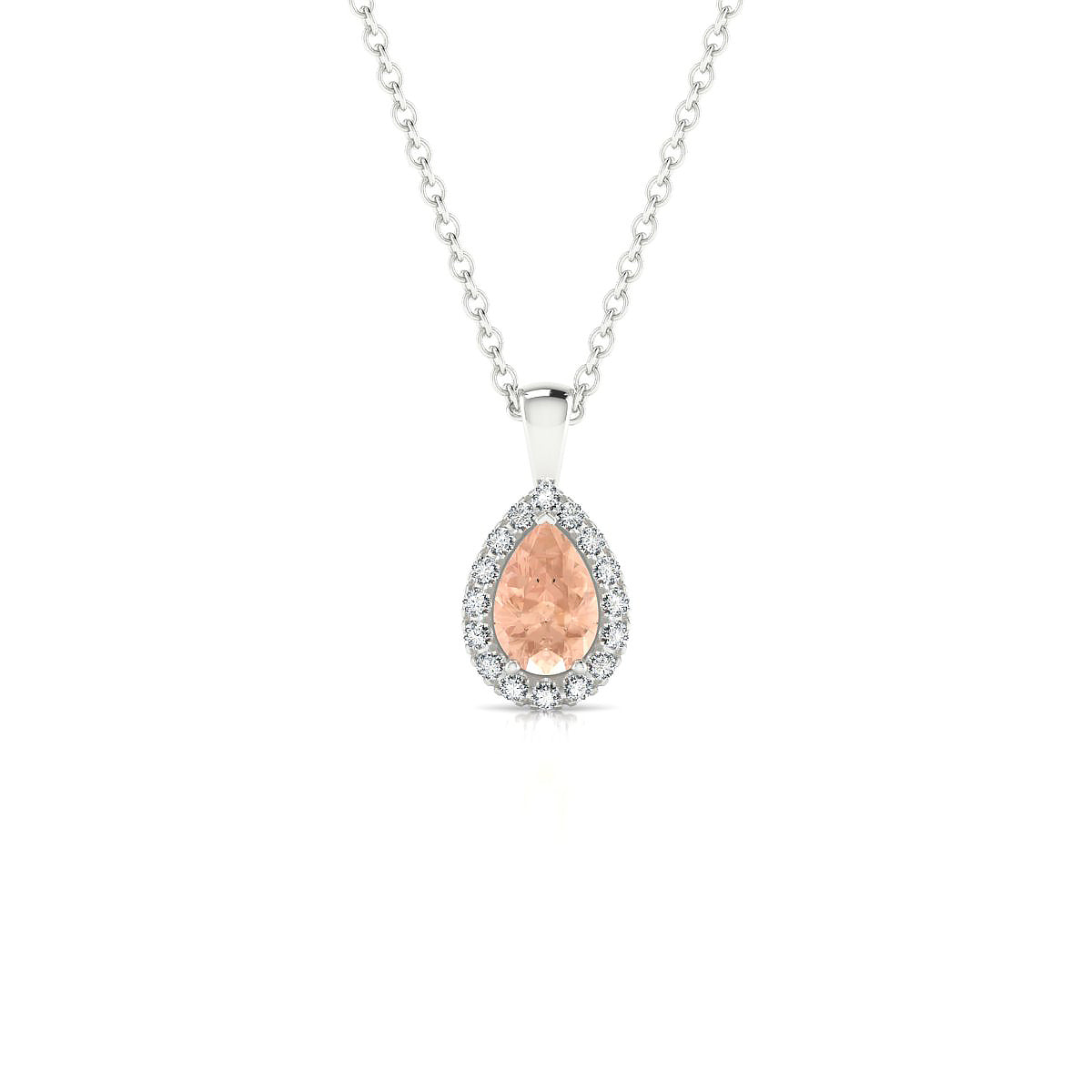 Solar | 18k White Gold 6 x 4 mm Pear Morganite Pendant