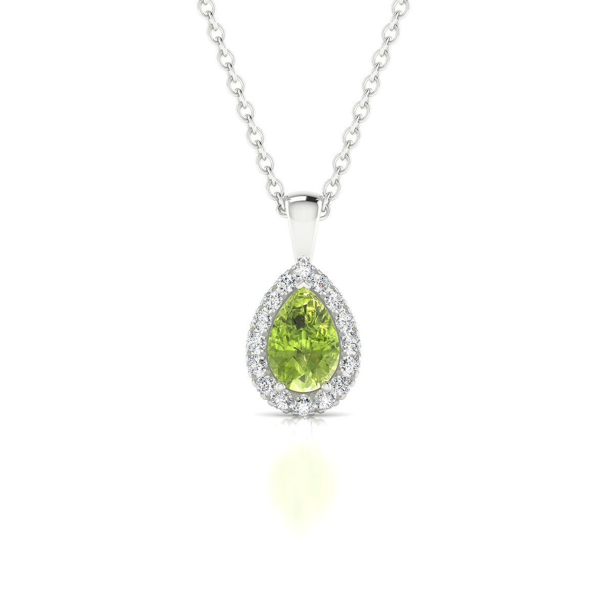 Solar | 18k White Gold 6 x 4 mm Pear Peridot Pendant