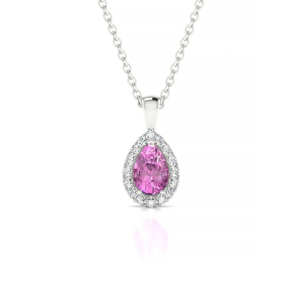 Solar | 18k White Gold 6 x 4 mm Pear Pink Sapphire Pendant