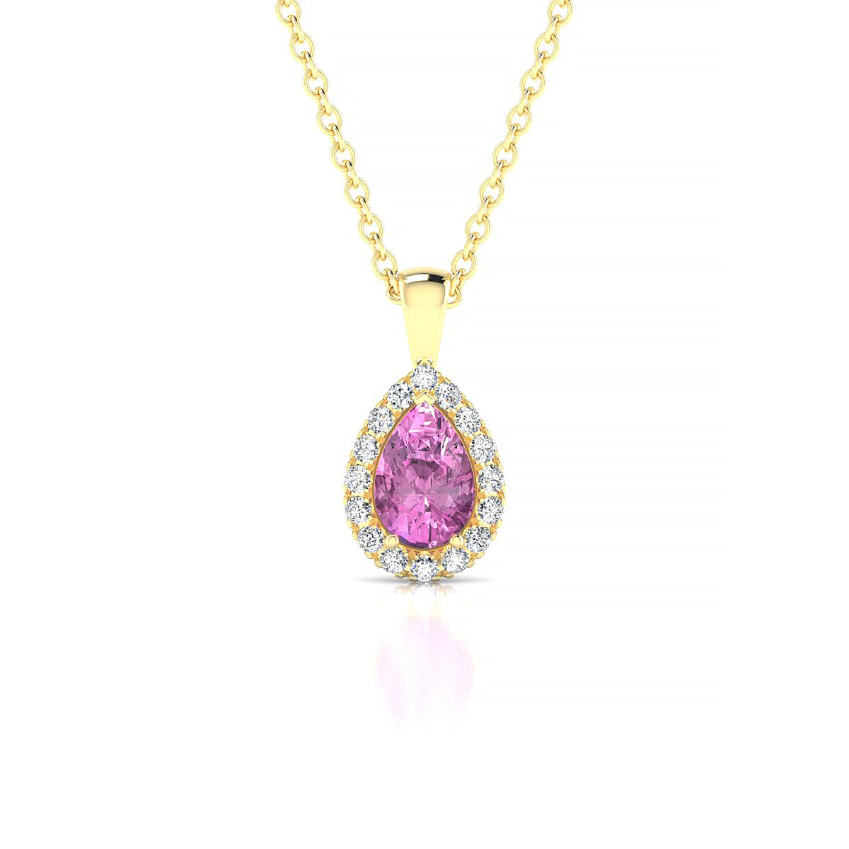Solar | 18k Yellow Gold 6 x 4 mm Pear Pink Sapphire Pendant