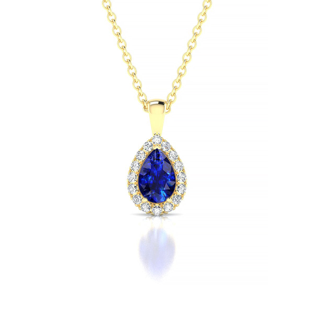 Solar | 18k Yellow Gold 6 x 4 mm Pear Sapphire Pendant