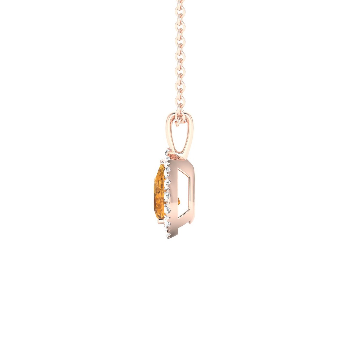 Solar | 18k Rose Gold 6 x 4 mm Pear Citrine Pendant