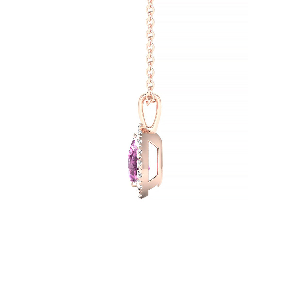 Solar | 18k Rose Gold 6 x 4 mm Pear Pink Sapphire Pendant