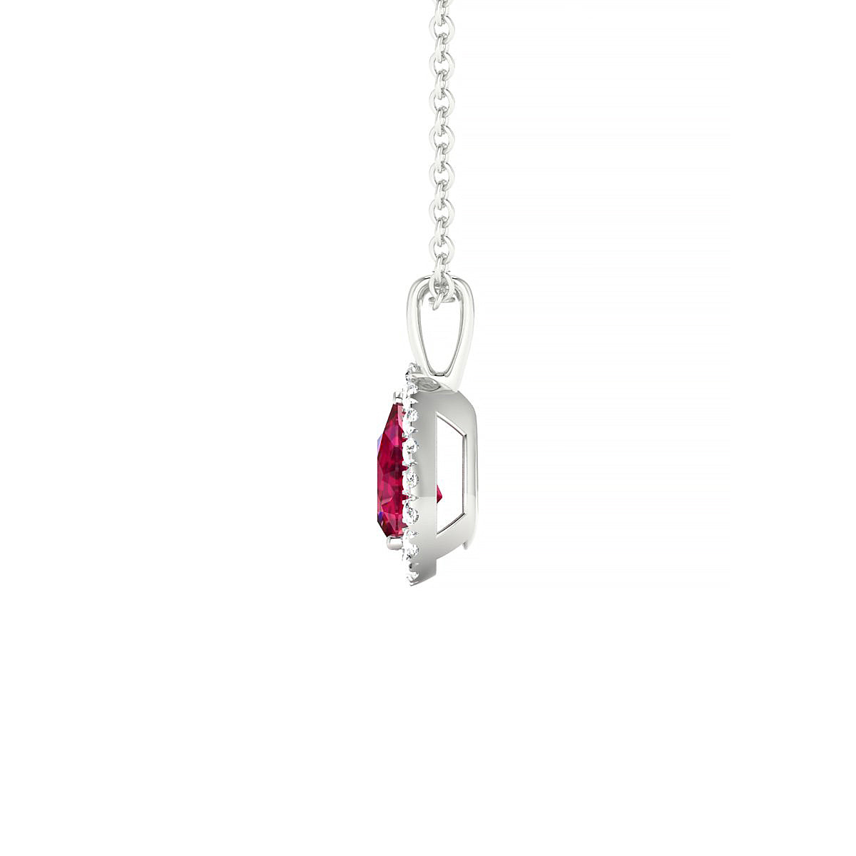 Solar | 18k White Gold 6 x 4 mm Pear Ruby Pendant