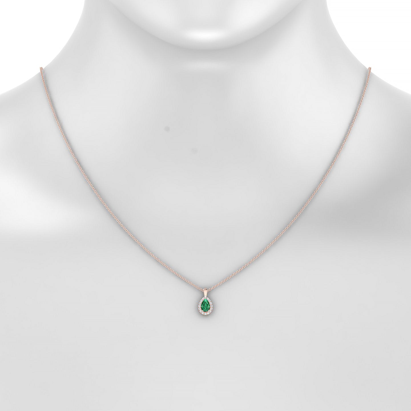Solar | 18k Rose Gold 6 x 4 mm Pear Emerald Pendant