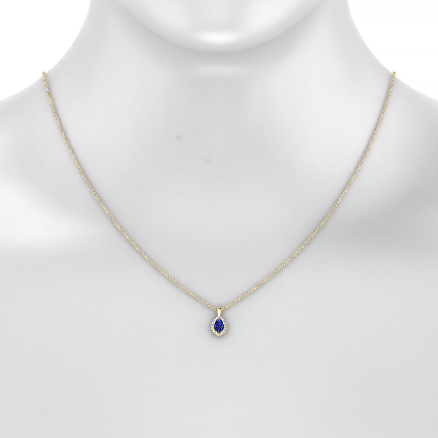 Solar | 18k Yellow Gold 6 x 4 mm Pear Sapphire Pendant