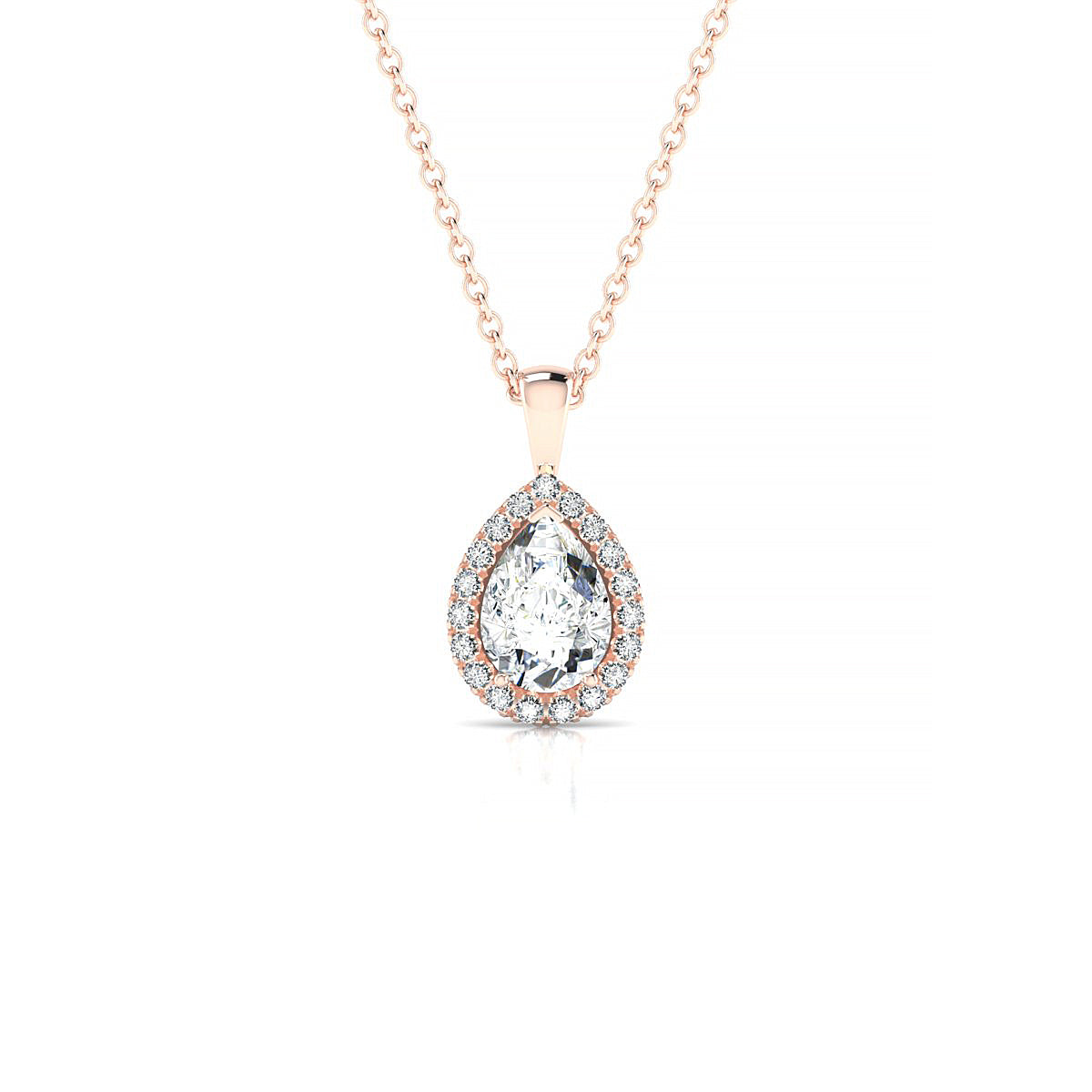 Solar | 18k Rose Gold 7 x 5 mm Pear Diamond Pendant