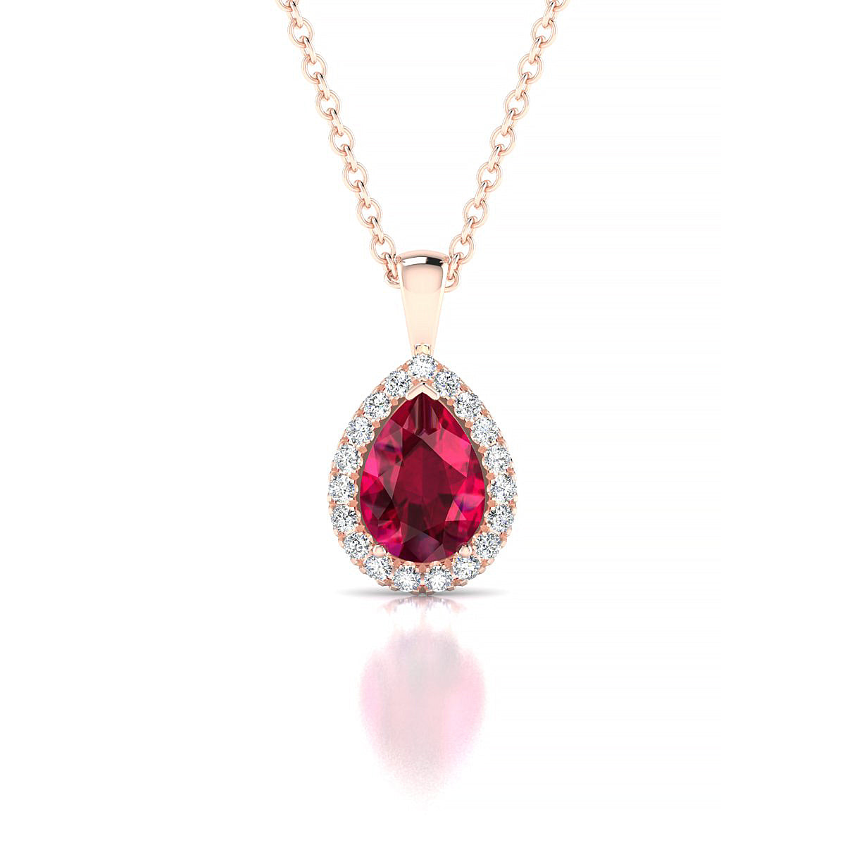 Solar | 18k Rose Gold 7 x 5 mm Pear Ruby Pendant