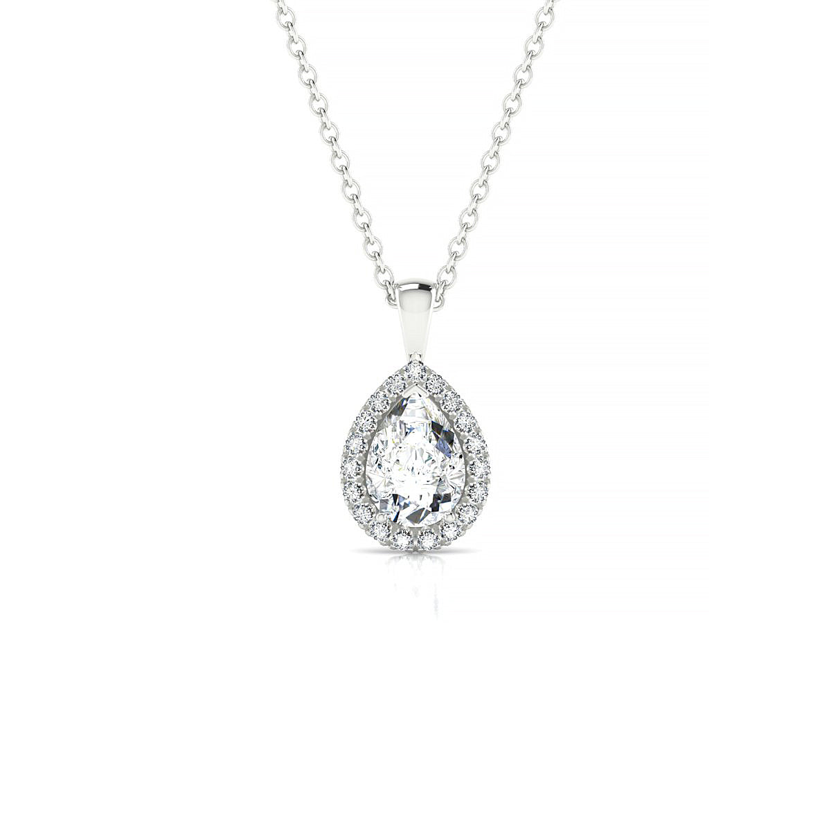 Solar | 18k White Gold 7 x 5 mm Pear Diamond Pendant