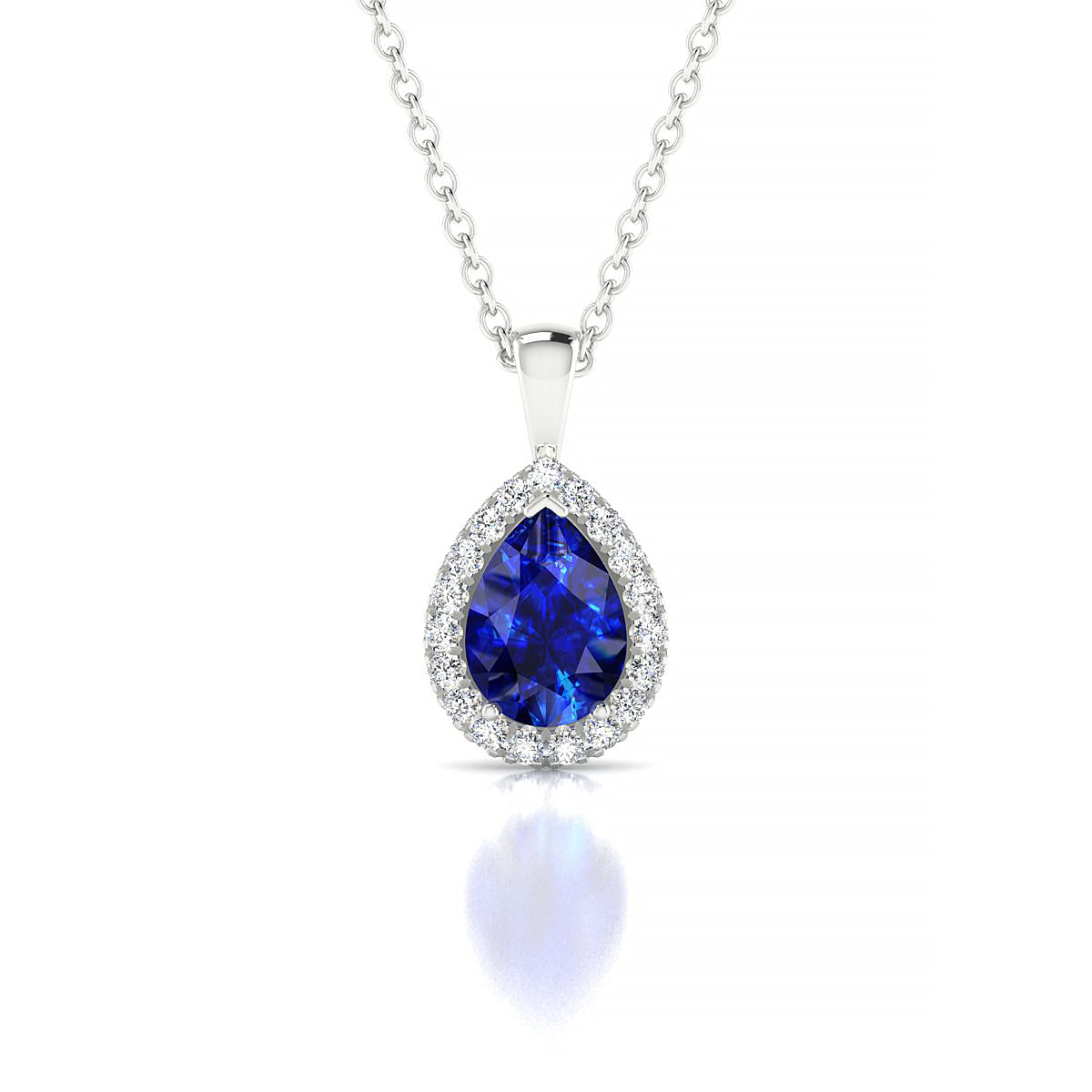 Solar | 18k White Gold 7 x 5 mm Pear Sapphire Pendant