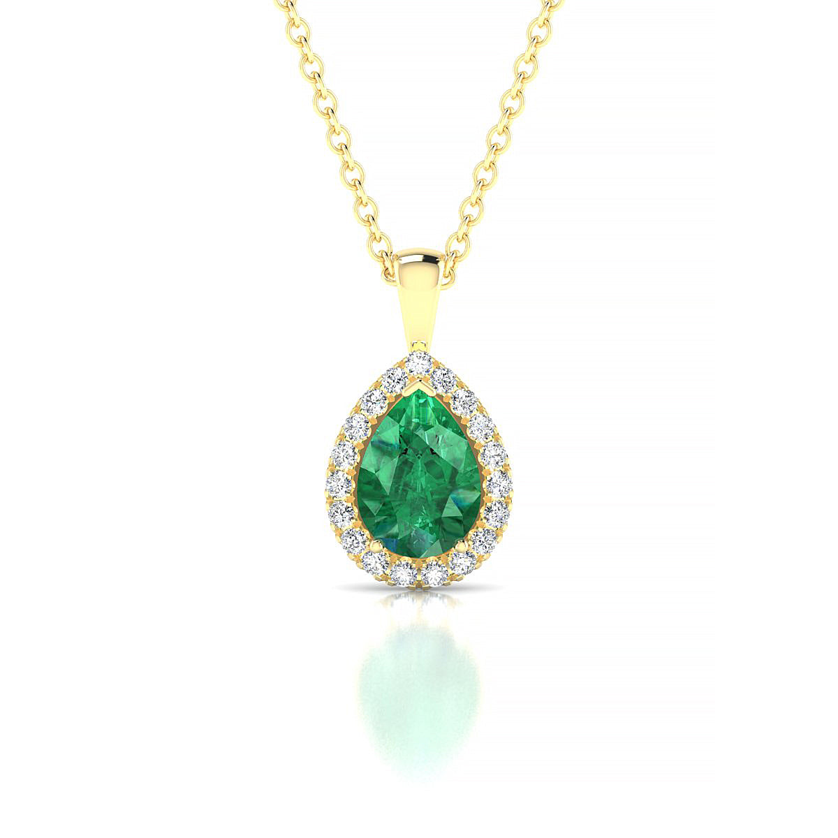 Solar | 18k Yellow Gold 7 x 5 mm Pear Emerald Pendant