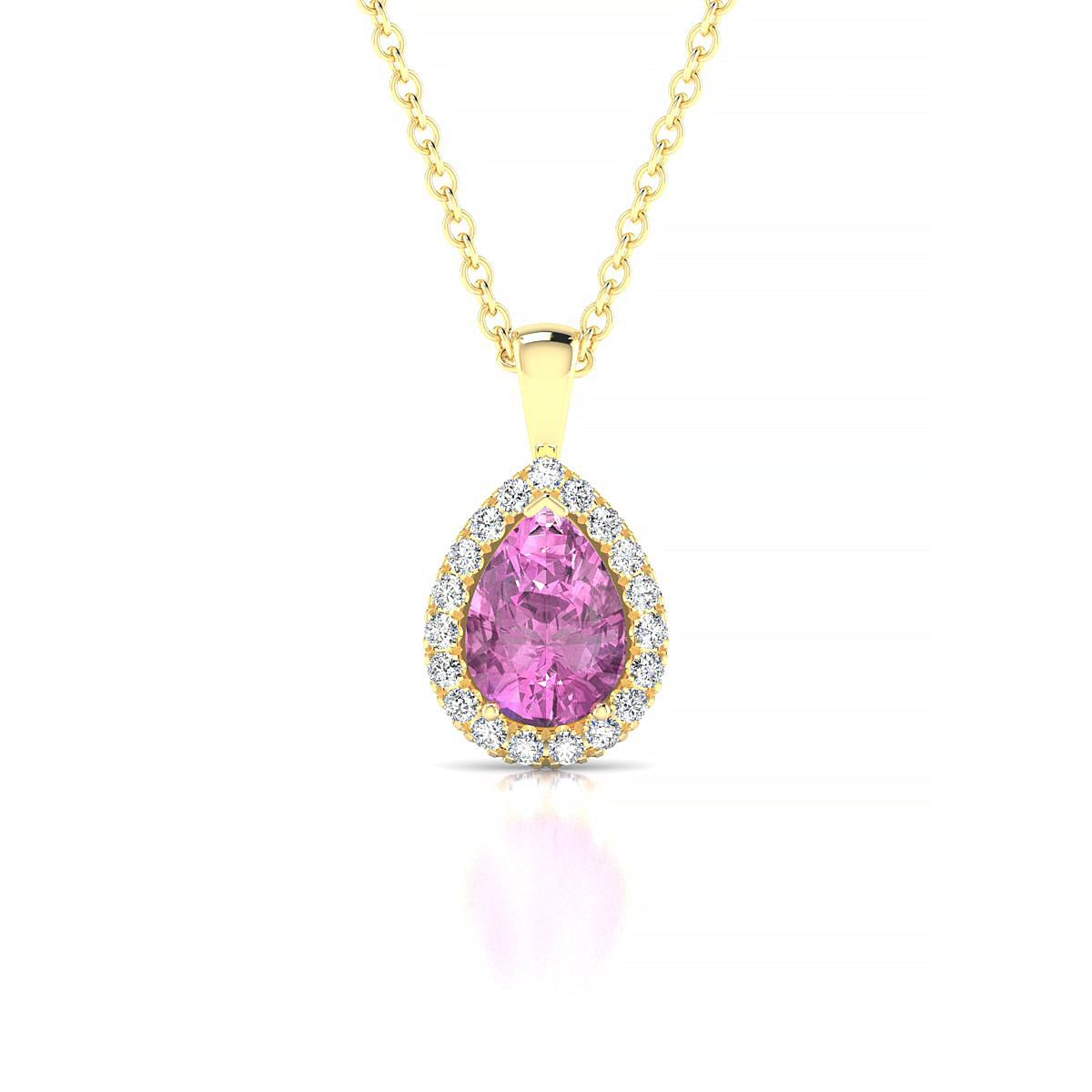 Solar | 18k Yellow Gold 7 x 5 mm Pear Pink Sapphire Pendant