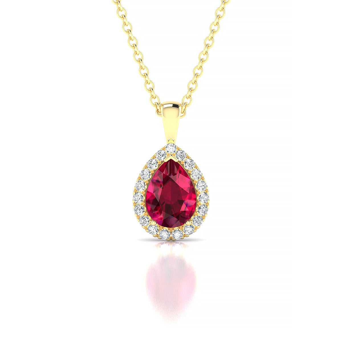 Solar | 18k Yellow Gold 7 x 5 mm Pear Ruby Pendant