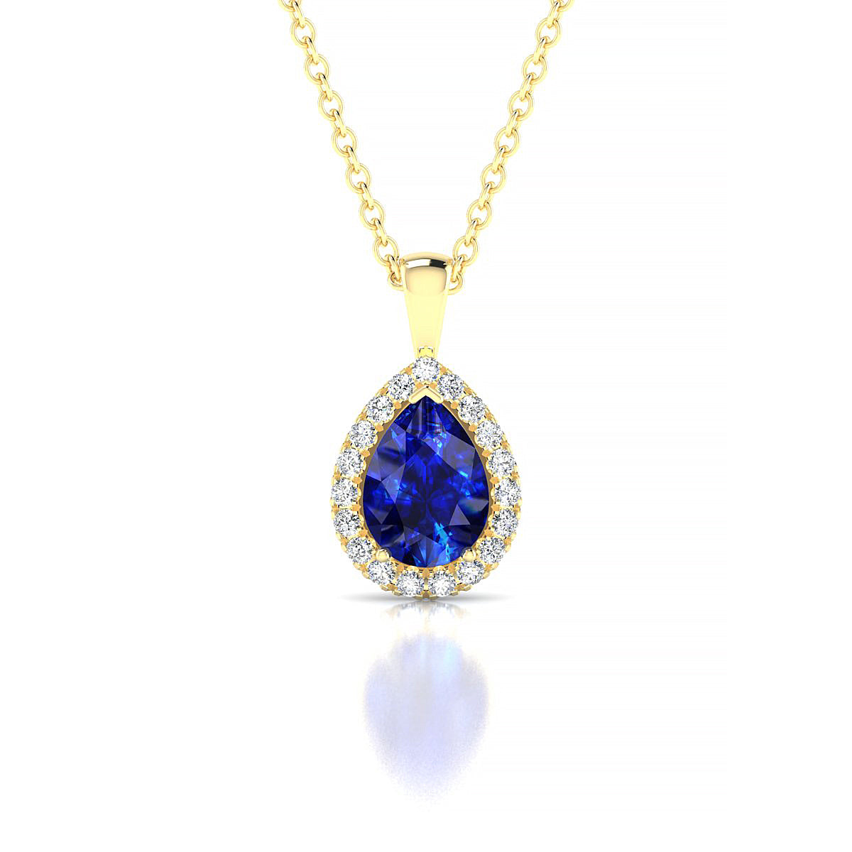Solar | 18k Yellow Gold 7 x 5 mm Pear Sapphire Pendant