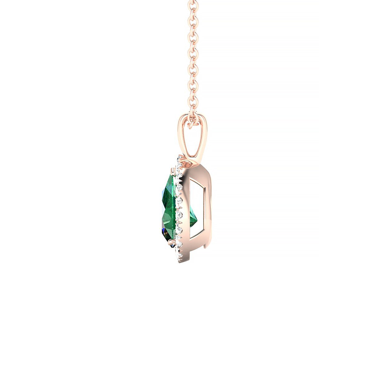 Solar | 18k Rose Gold 7 x 5 mm Pear Emerald Pendant