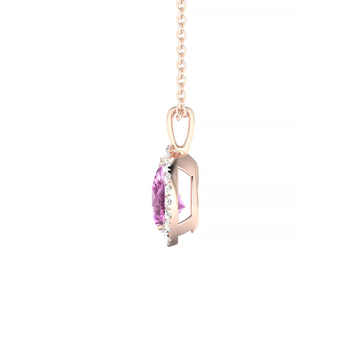 Solar | 18k Rose Gold 7 x 5 mm Pear Pink Sapphire Pendant