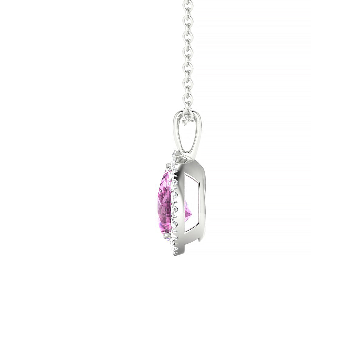 Solar | 18k White Gold 7 x 5 mm Pear Pink Sapphire Pendant